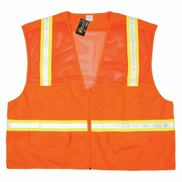 Mcr Safety Garments, Econ Surveyor, Hybrid Mesh/Solid, Org, Wht, X3 HS201VX3